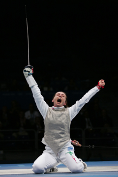 Vezzali winning the gold medal in Athens