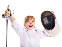 Child ready to fence