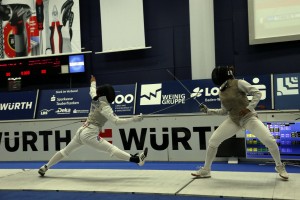 Nzingha Prescod (USA), right, placed in the top 8. Photo FencingPhotos.com