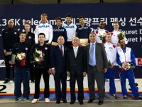 Medalists for the Men's Team Foil event at the SK Telecom World Cup. Photo:FencingPhotos.com